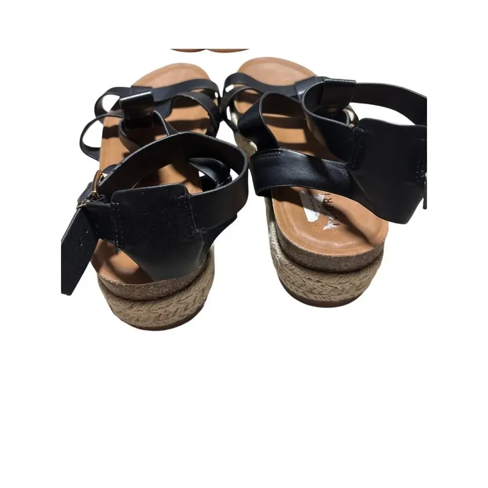 Torrid Black Fisherman Gladiator Espadrille Flatform 9 WW
